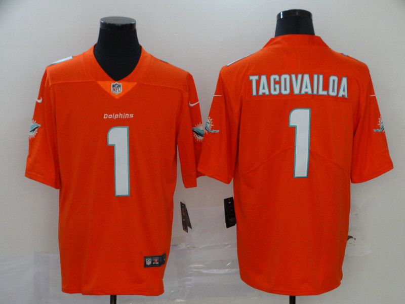 Men Miami Dolphins 1 Tagovailoa Orange Nike Vapor Untouchable Stitched Limited NFL Jerseys